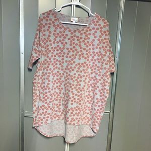 LULAROE Irma Grey Red Polka Dots Top Small